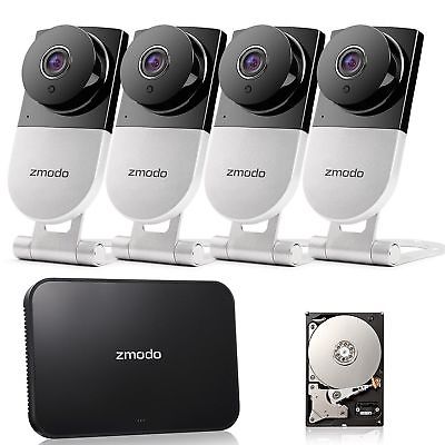 Zmodo 4CH NVR 4 Audio Indoor Wireless Home Video Security Camera System 500GB HD