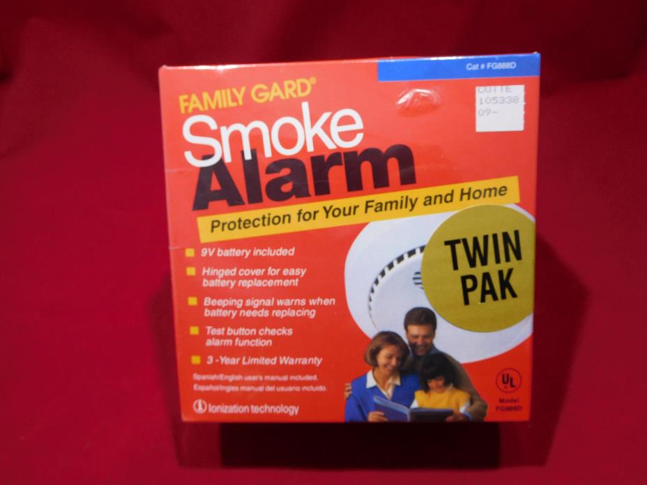 Family Gard Smoke Alarms, New Twin Pack,  Model #FG888D, Batteries Included