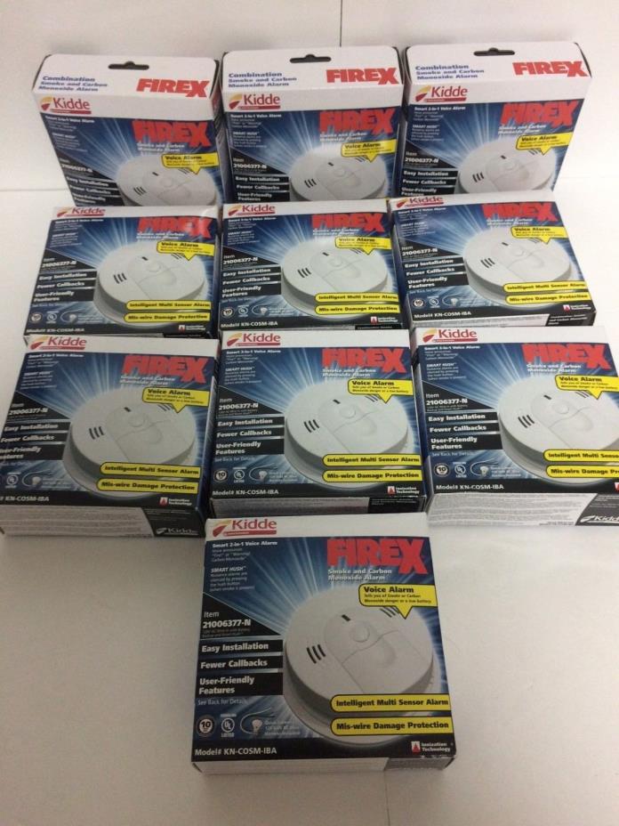 Lot of 10 New Kidde Firex Smoke and Carbon Monoxide Voice Alarm KN-COSM-IBA