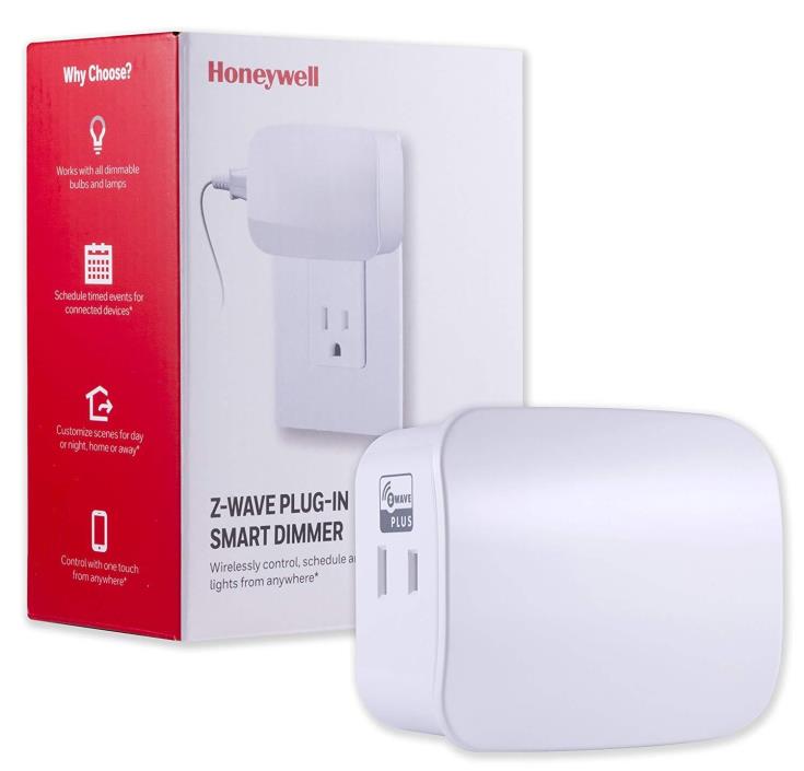 Honeywell Z-Wave Plus Smart Lighting Control Lamp Dimmer Module, Plug-In, 2