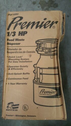 New Premier #143053 1/3 HP Food Waste Disposer Garbage Disposal