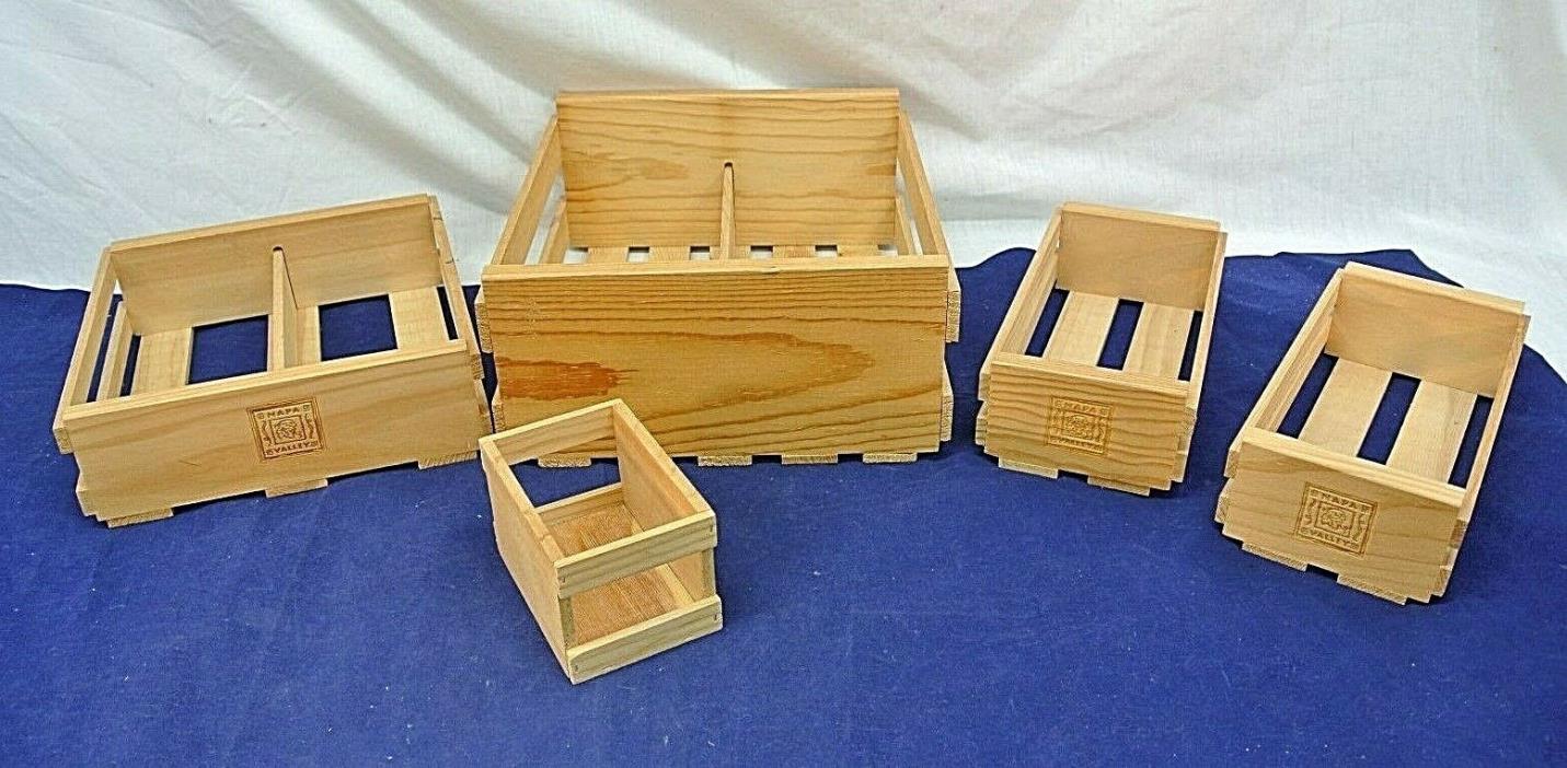 NAPA VALLEY WOOD CRATES, LOT OF FIVE