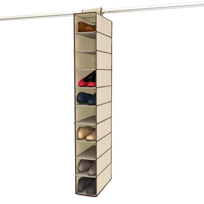 Hanging Shoe Organizer 10 Shelf Pockets Holder for Closet and Accessories Heels