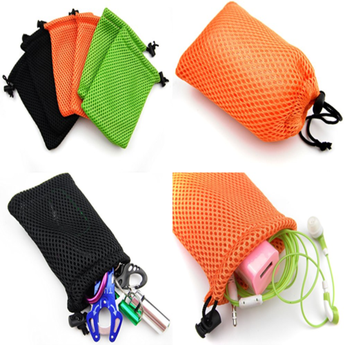 ALL In ONE 6Pcs Nylon Mesh Drawstring Bag Pouches For Mini Stuff Cellphone Mp3 9