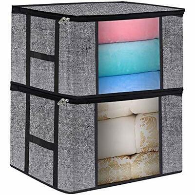 Foldable Large Comforter Storage Bags Organizers, Breathable Linen Closet Create