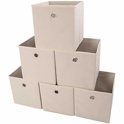 Storage Bins Foldable Cube Organizer Fabric Drawer Set Of 6 Beige Home &