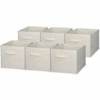 Foldable Storage Cube Container Basket Bin, 6 Pack, Beige Home & Kitchen