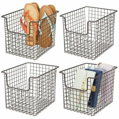 mDesign Closet Metal Storage Organizer Basket - 10 x 8 x 7.75