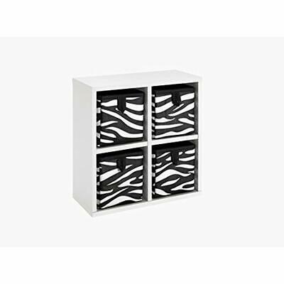 4431 Tiny 4-Cube Organizer Four Zebra Pattern Bins Home & Kitchen