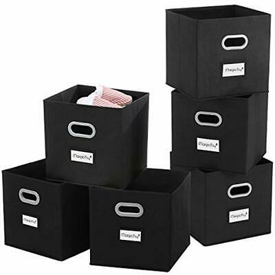 Magicfly Cloths Storage Bins Label Holders, 6 Pack Foldable Fabric Cube Handle