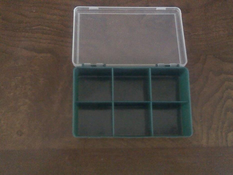 6 Compartment Box ~ Plastic  in Green 4 1/2 X 2 3/4 Never Used  Flies Bolts Nuts