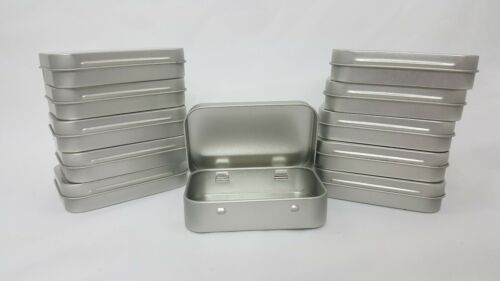 Rectangular Tin Can Metal Hinged Box Container (11pcs) Small Storage Organizer