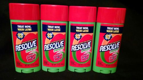 Resolve Stain Stick 3 Oz Treat Now wash Later Lot of 4 Laundry Stain Remover