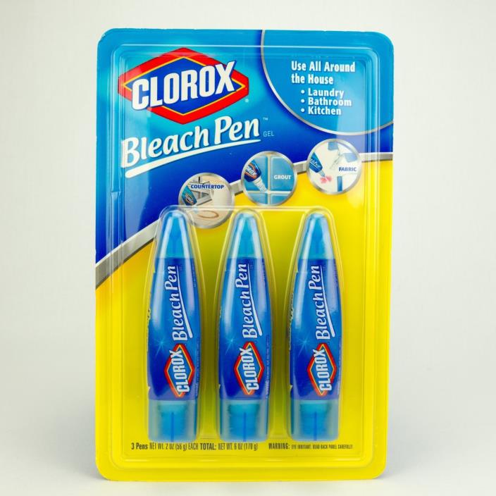 Clorox Bleach Pen Gel -Set of 3-Three Bleach Pens 2 oz each-Laundry Bath Kitchen