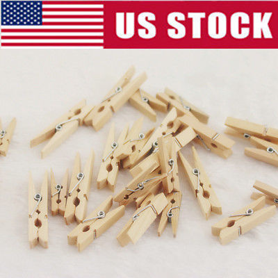 50Pc Durable Wood Clothespins Wooden Laundry Clothes Pins Paper Peg DIY Clip New