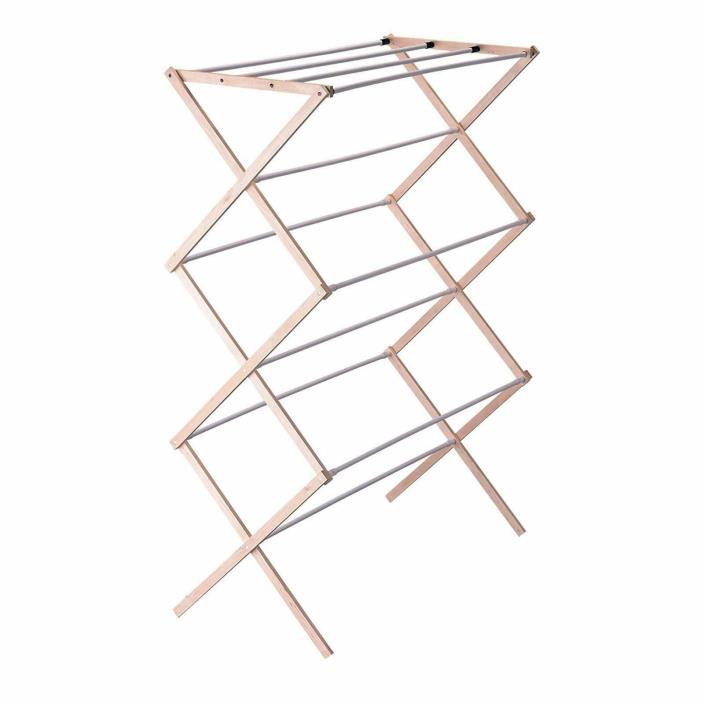 5001 FOLDING Wooden Collapsible Clothes Drying Rack For Laundry Pre Assembled