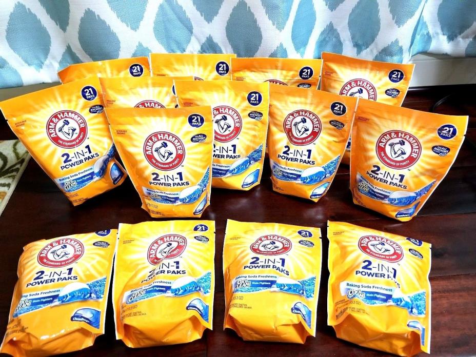 Arm & Hammer Oxi Clean 2-in-1 Power Paks ( Lot of 14 Packages )