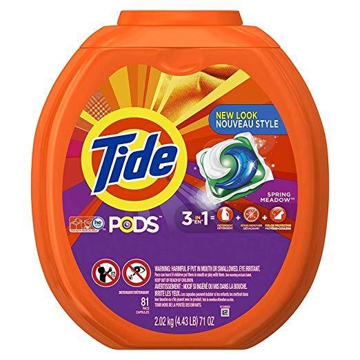 Tide PODS 3 in 1 HE Turbo Laundry Detergent Pacs, Spring Meadow Scent, 81 Count