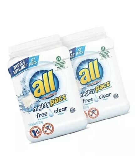 Laundry Detergent ALL Pacs Pods Liquid HE Free No Scent 67 Count 134 Loads 93 Oz