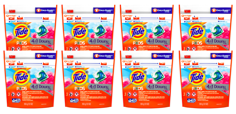 LOT OF 8 Tide PODS with Downy April Fresh Detergent Pacs 12 ct. bags 96 ct total