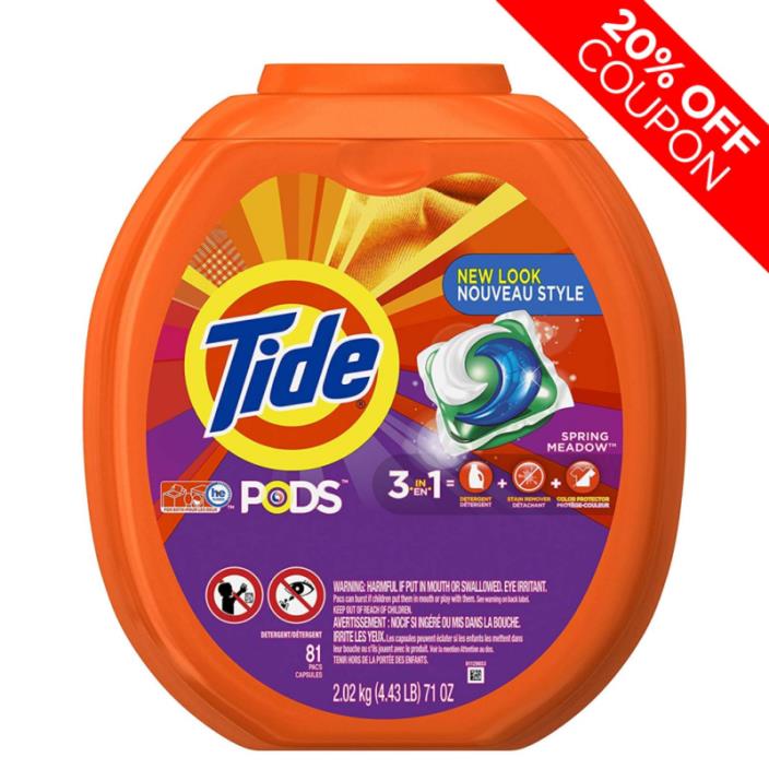 Tide PODS 3 In 1 HE Turbo Laundry Detergent Pacs, Spring Meadow, Stain Remover