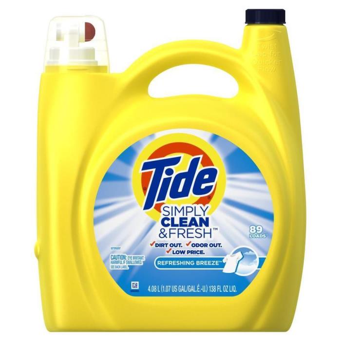 Tide Simply Clean Refreshing Breeze Laundry Detergent, 138 oz New Fast Shipping