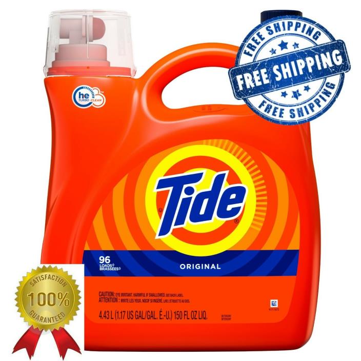 2 PACK Tide HE Turbo Clean Liquid Laundry Detergent Original 96 Loads 150 fl oz
