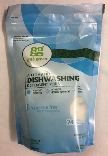 Grab Green - Automatic Dishwashing Pods 24 Loads Fragrance Free - 15.2 nontoxic
