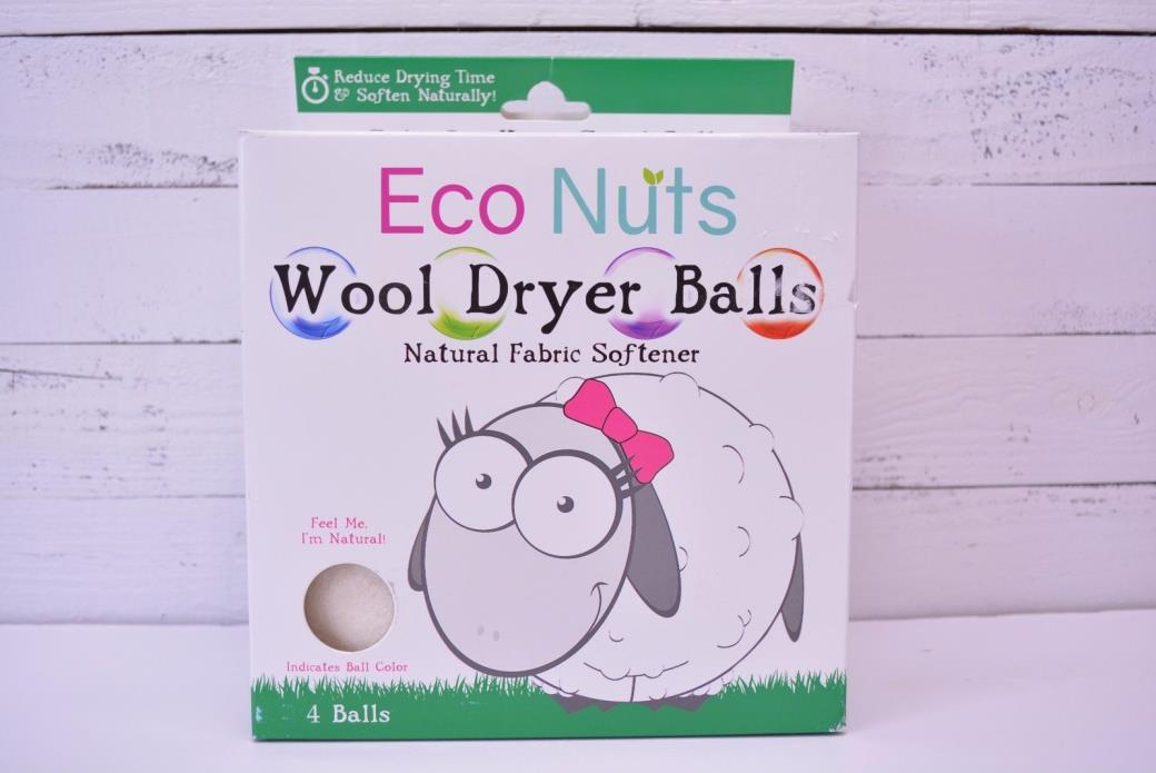 Eco Nuts Wool Dryer Balls Set of 4 King Sized Balls Natural Fabric Softener