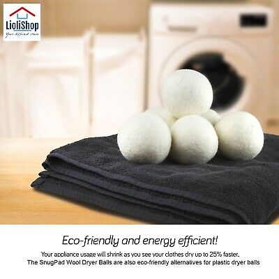 6 Organic Pure New Zealand Wool Dryer Balls Reusable Natural Fabric Softener XL