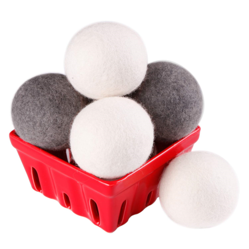 Wool Dryer Balls - 100% Organic Wool, 6 Pack XL Natural Fabric Softener, Laundry