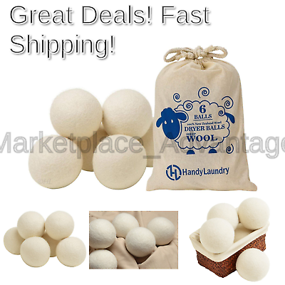 Wool Dryer Balls - Natural Fabric Softener, Reusable, Reduces Clothing Wrinkl...