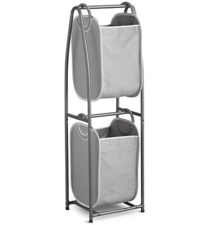 Neat Freak Vertical Tier Laundry Hamper Sorter 2 Canvas Tote Bags Portable