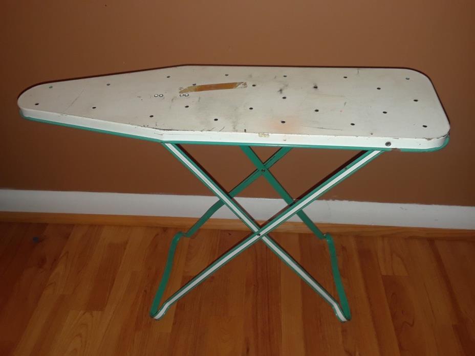 Vintage Teal & White Metal Table Top Ironing Board - 21-Inches x 6-Inches