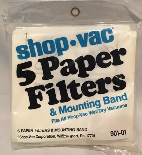 Genuine Shop Vac Paper Filter Bags w/ Mounting Bands 901-01 - 5 Bags