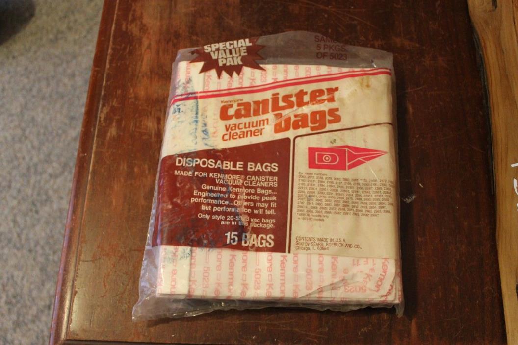 Kenmore Canister Vacuum Bags Style 20-5023 15 Count Pack