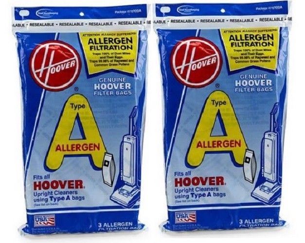 Pack of 2 Hoover Type A Allergen Filter Filtration Bags 4010100A - Bag of 3