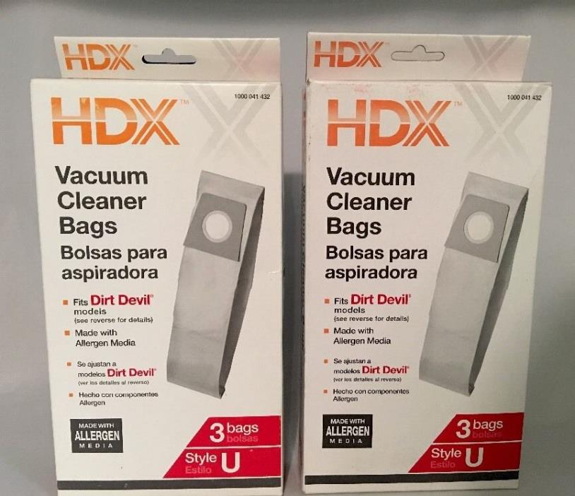 Set Of 2 HDX Vacuum Cleaner Bags Style U, Made With Allergen Media