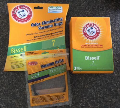 Bissell Vacuum Cleaner Arm Hammer Odor Eliminating 4 Bags Style 7 & 1 Belt.