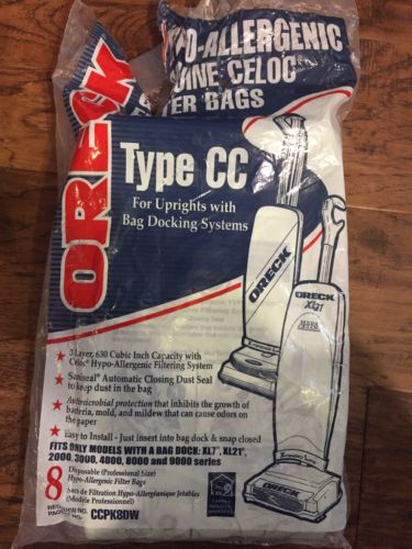 6 Oreck TYPE CC  hypo allergenic celoc filter bags for upright with bag docking