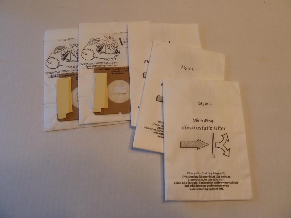 Eureka Style L Disposable Dust Bags lot of 5, new without package