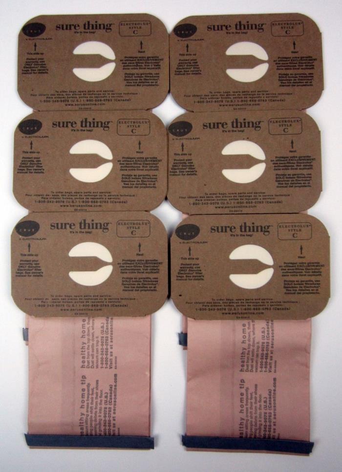 Lot of 6 Aerus by Electrolux Sure Thing Vacuum Cleaner Bags Style C - New
