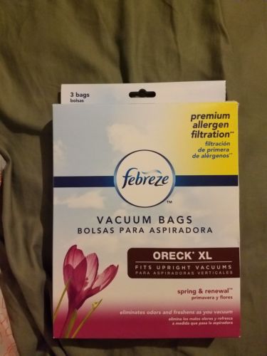 Febreze~Oreck XL Vacuum Bags (Fits XL &CC Type Bag A) 3 ct box Spring & Renewal