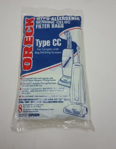 Genuine Oreck XL type CC Vacuum Bags CCPK8DW Hypo Allergenic bag of 8