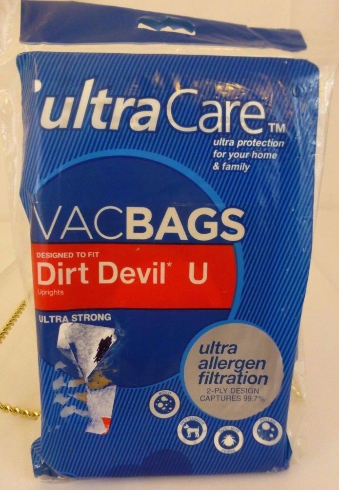 Ultra Care Vac Bags Dirt Devil U Upright Vacuum Allergen Filtration New/Sealed