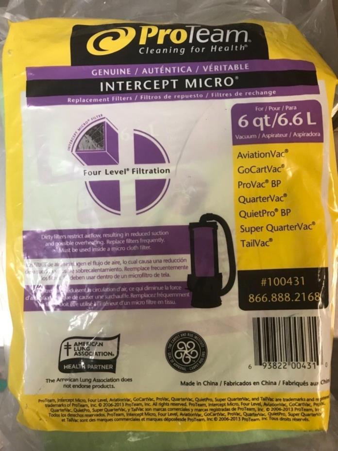 (Pack of 10) ProTeam Intercept Micro Vacuum Filters for 10 Qt #107313 Brand New