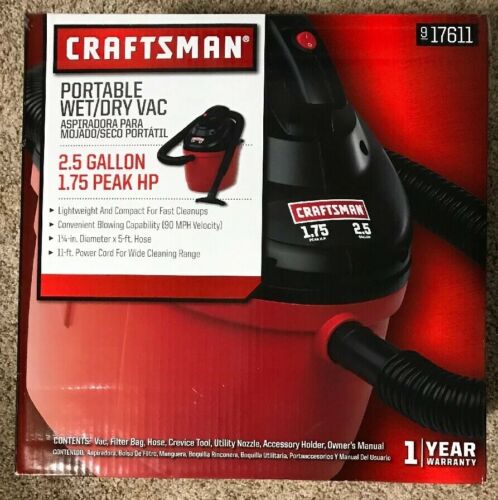 Craftsman 917611 Wet/Dry Vacuum 2.5 gal. Corded 1.75 hp 120 volts