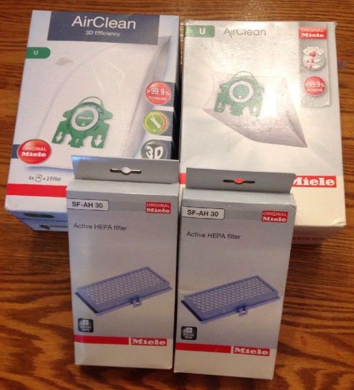 Lot of Miele AirClean style U bags/filter kits + HEPA 30 ~ factory original OEM