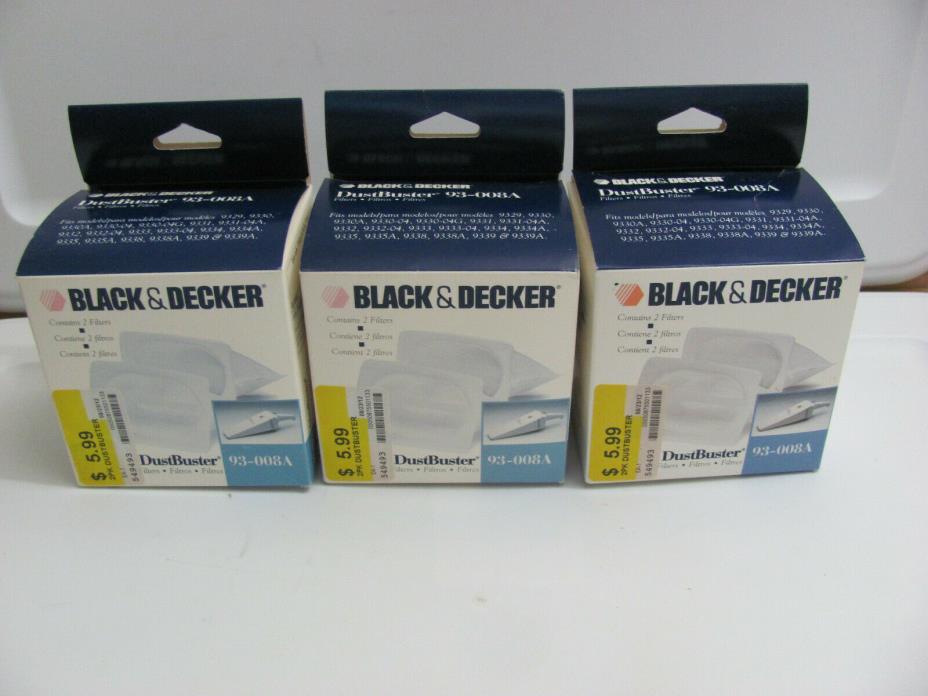 Black & Decker Dustbuster 93-008A 3 Boxes 6 Total Vacuum Filters 179045-04