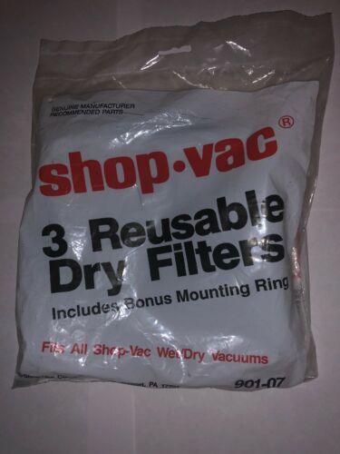 Shop-Vac 9010700 Reusable Dry Filter with  Mounting Ring, 3-Count